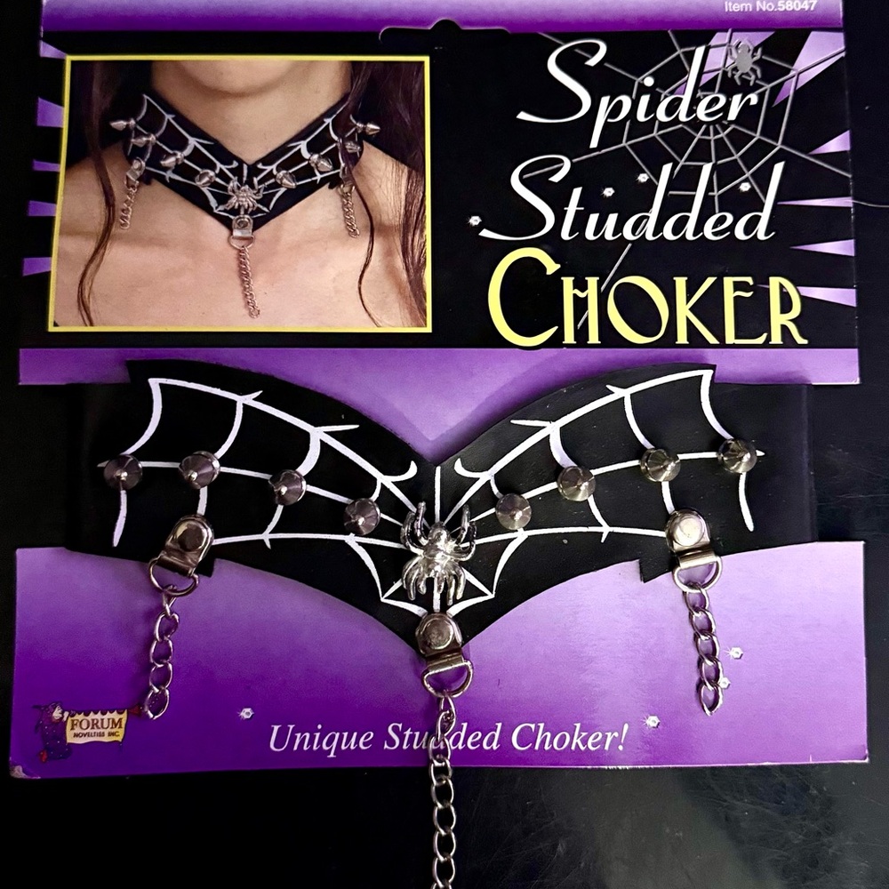 Gothic Spider Studded Choker Necklace Halloween Costume Fetish NEW!